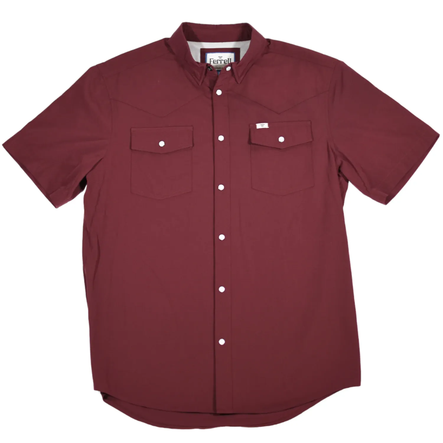 Ferrell Men&#39;s Maroon Short Sleeve Snap Shirt