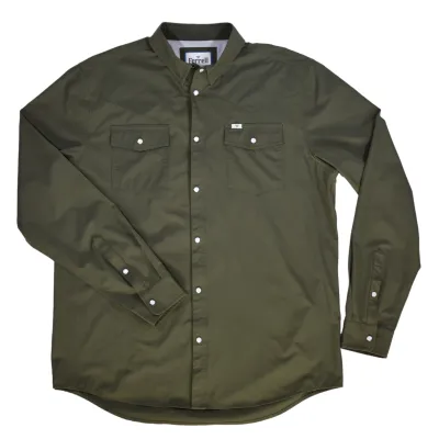 Ferrell Men&#39;s Olive Long Sleeve Snap Shirt