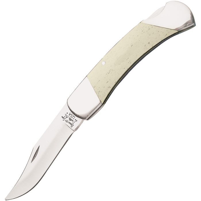 3 3/4&quot; Midsize Lockback Smooth White Bone