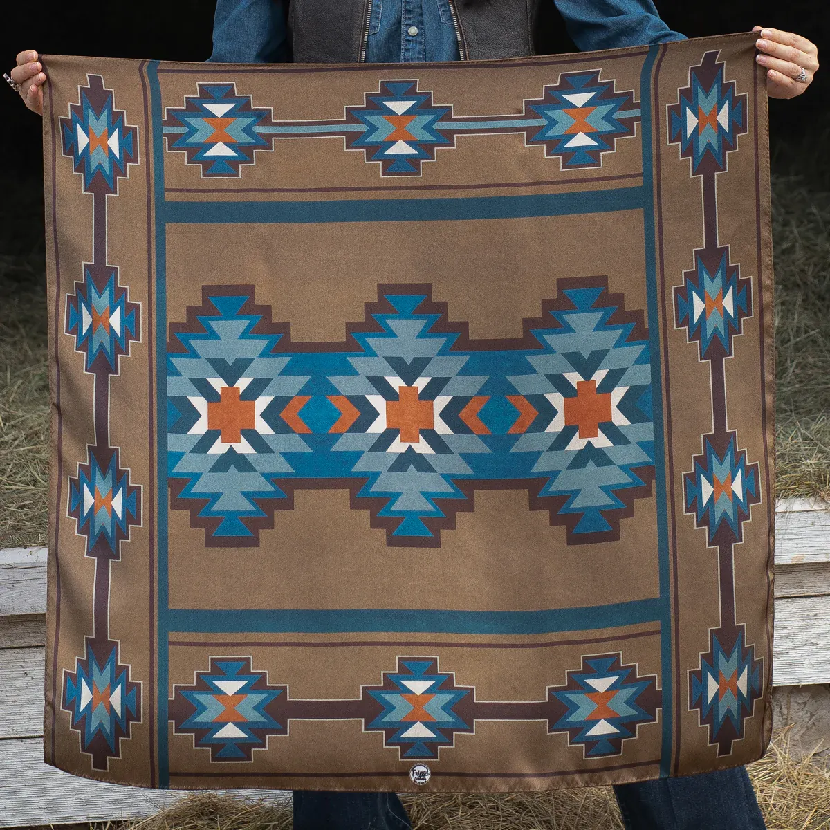 Telluride Brown/Blue Wild Rag 35&quot; x 35&quot;