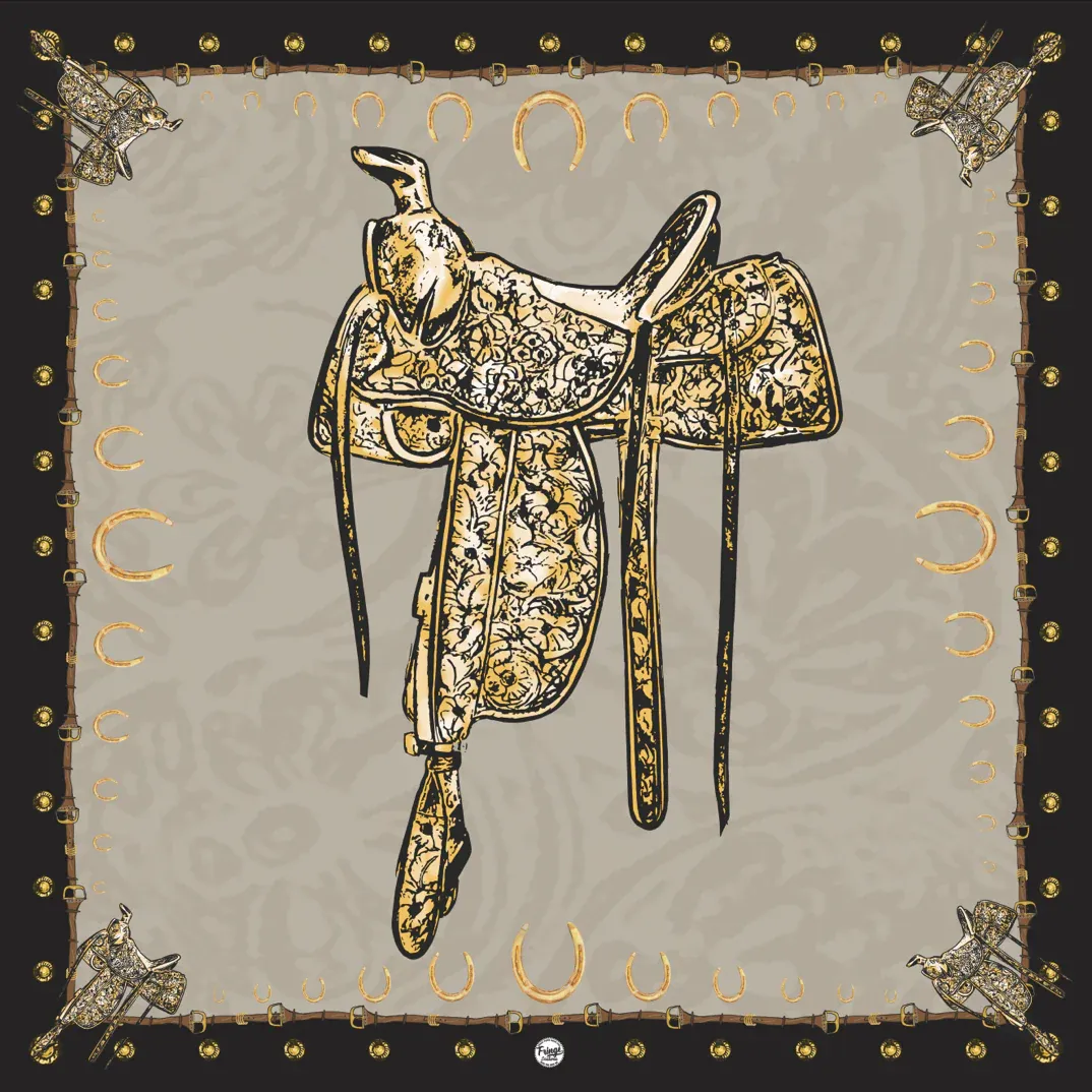 Saddle Up Black Wild Rag 35&quot; x 35&quot;