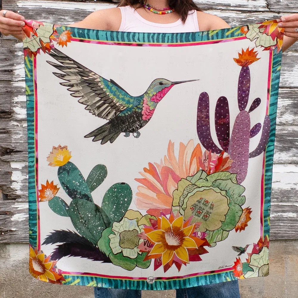 Cactus Blooms Wild Rag 35&quot; x 35&quot;
