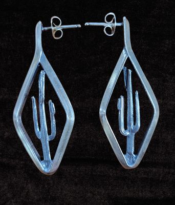 Triangle Wire Frame Saguaro Earring