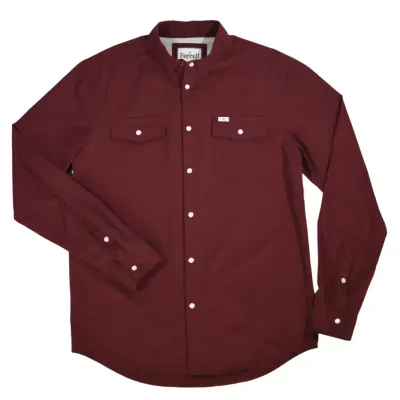 Ferrell Men's Maroon Long Sleeve Snap Shirt