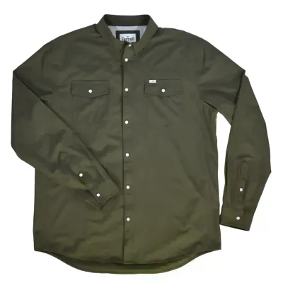Ferrell Men's Olive Long Sleeve Snap Shirt