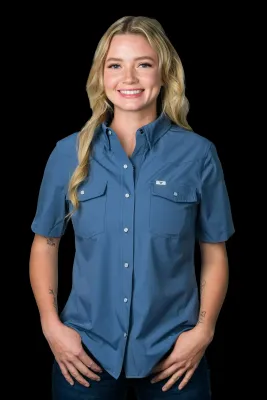Ferrell Women's Blue Short Sleeve Snap Shirt