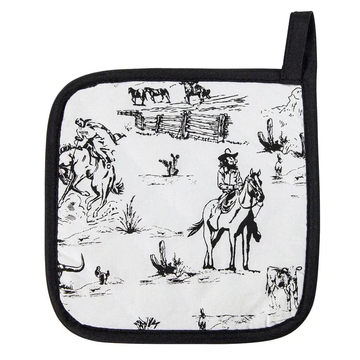 Ranch Life Black &amp; White Pot Holder Single