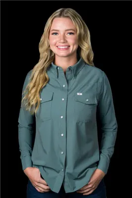 Ferrell Women's Aqua Long Sleeve Snap Shirt