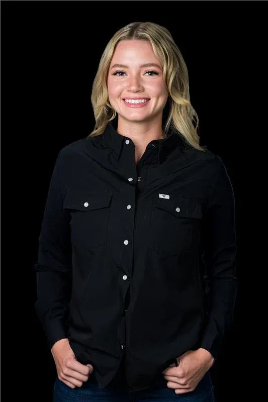 Ferrell Women's Black Long Sleeve Snap Shirt