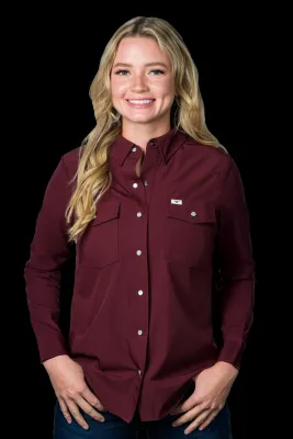 Ferrell Women's Maroon Long Sleeve Snap Shirt