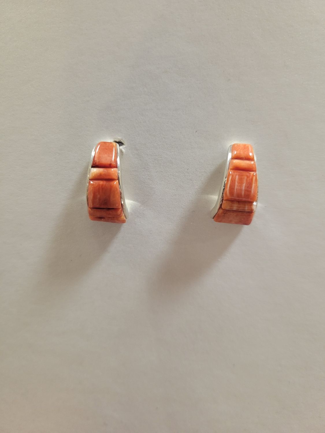 Orange Spiny Cuff Earrings