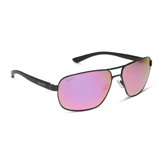Matchpoint- Black Matte Black Pink Rush Mirror Polarized Sunglasses