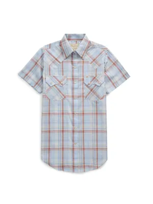 Women's Shortsleeve Blue Plaid Shirt