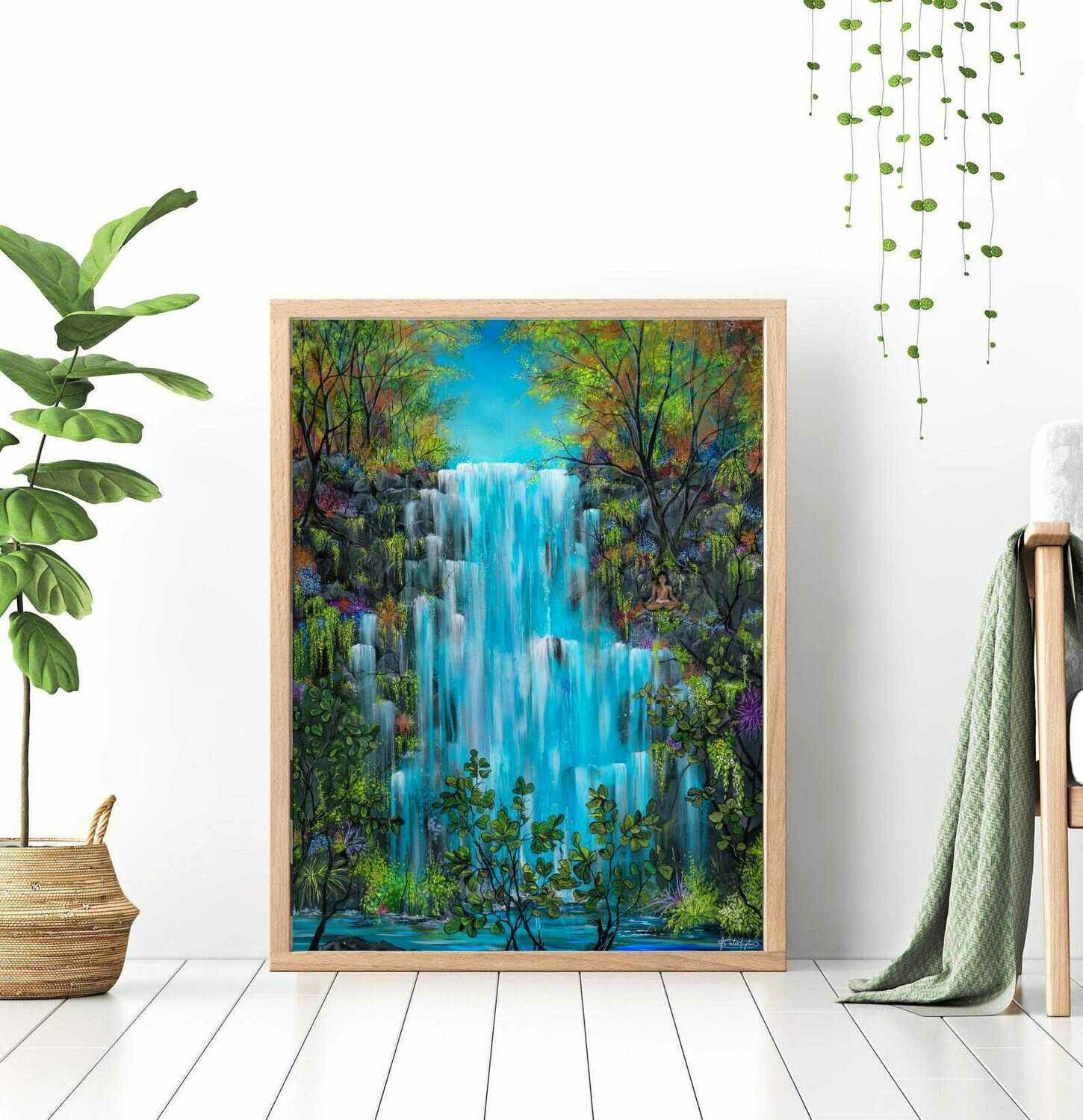 &quot;It&#39;s all Water over the Falls&quot; - Rainforest Mediation Painting