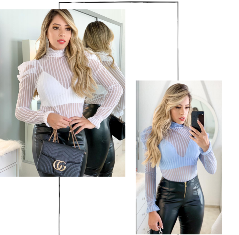 BLUSA DE TULE DE MANGA BUFANTE