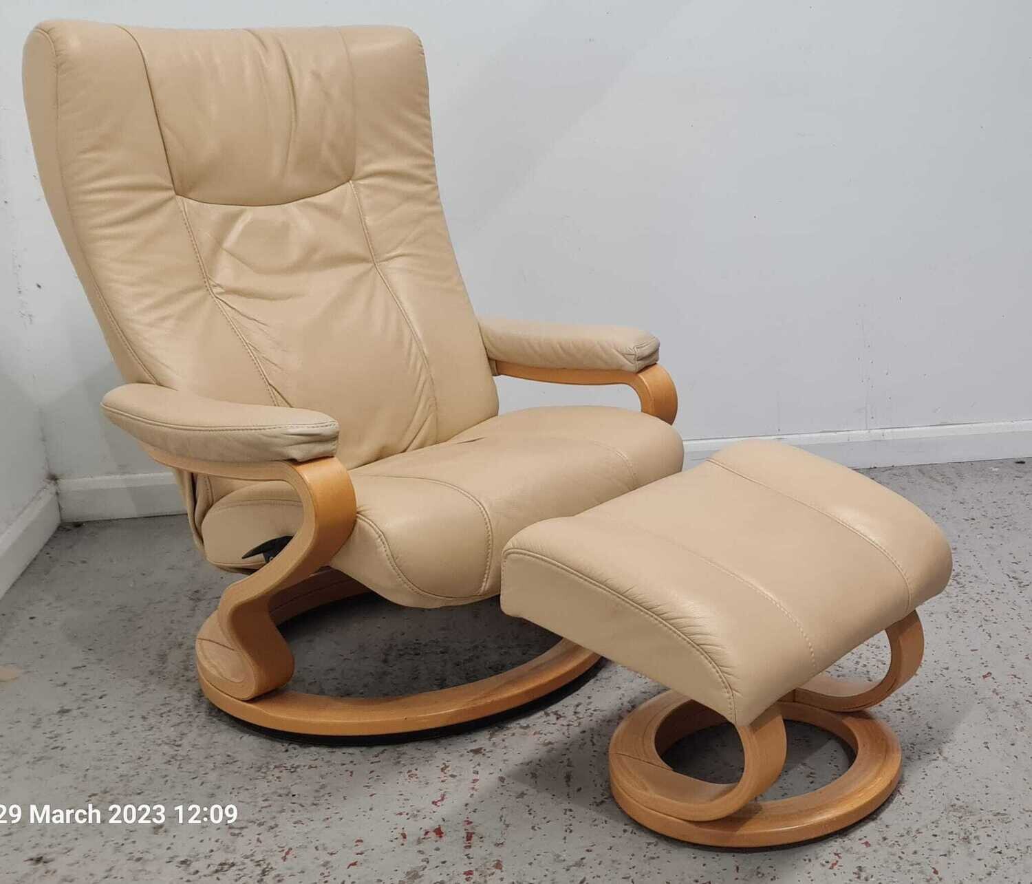 Himolla Leather Recliner Chair with Luxury Matching Footstool