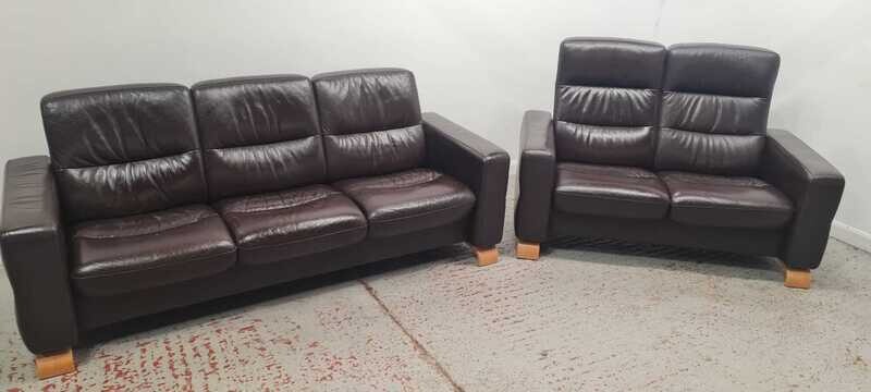 Ekornes Stressless 3 Seater Reclining Sofa &amp; 2 Seater Reclining Sofa