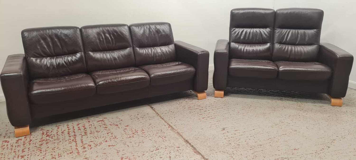 Ekornes Stressless 3 Seater Reclining Sofa &amp; 2 Seater Reclining Sofa