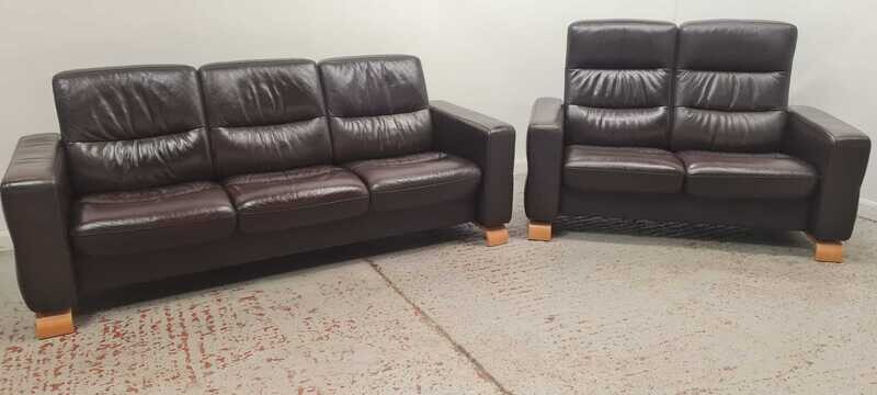 Ekornes Stressless 3 Seater Reclining Sofa &amp; 2 Seater Reclining Sofa