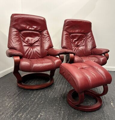 Himolla Leather Recliner Chairs with Matching Footstool 2602245