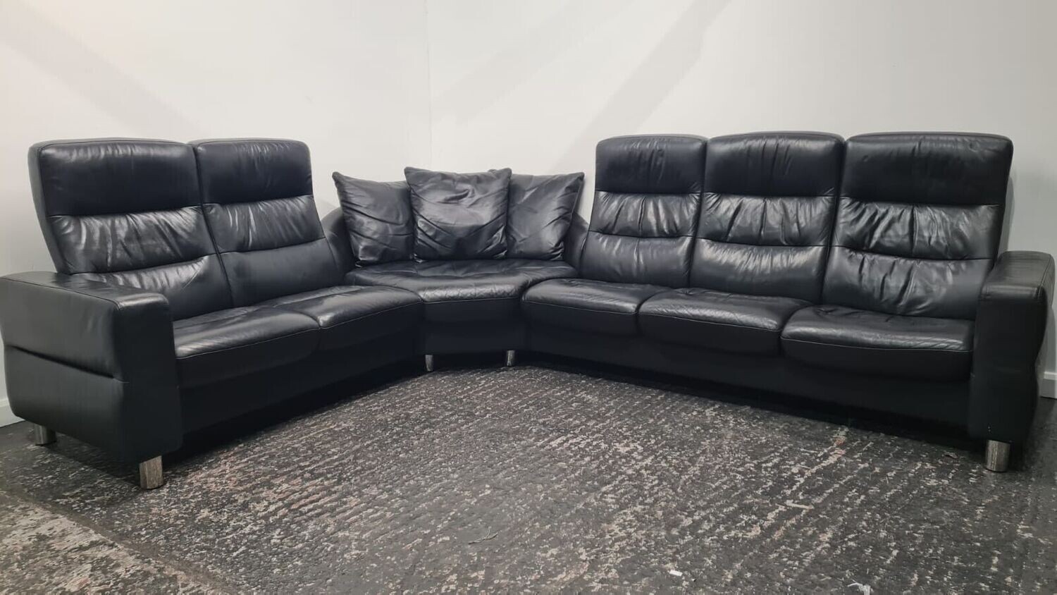 Ekornes Stressless Reclining 6 Seater Cinema Sofa Black