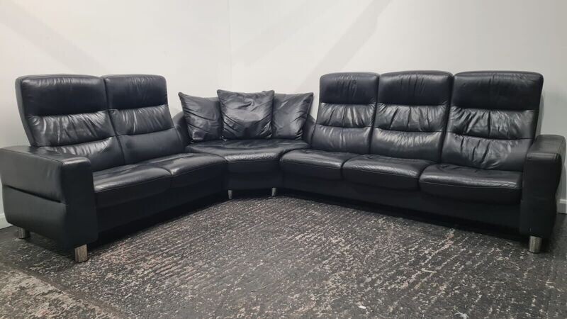 Ekornes Stressless Reclining 6 Seater Cinema Sofa Black