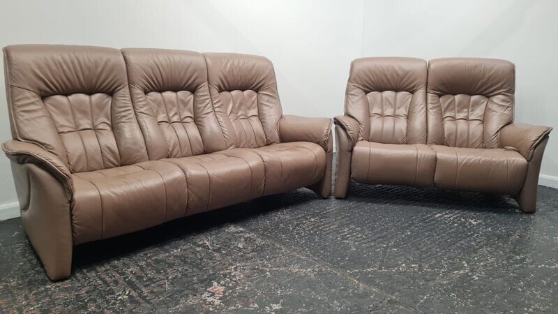 Himolla Leather 3 Seater Non-Reclining Sofa &amp; 2 Seater Reclining Sofa