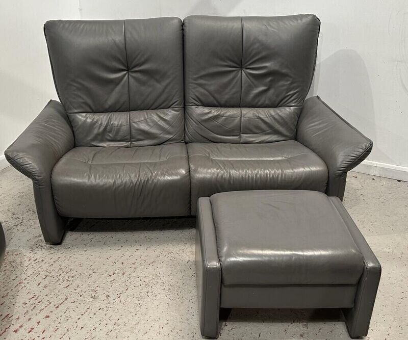 Himolla Leather 2 Seater Non-Reclining Sofa, Chair &amp; Ottoman