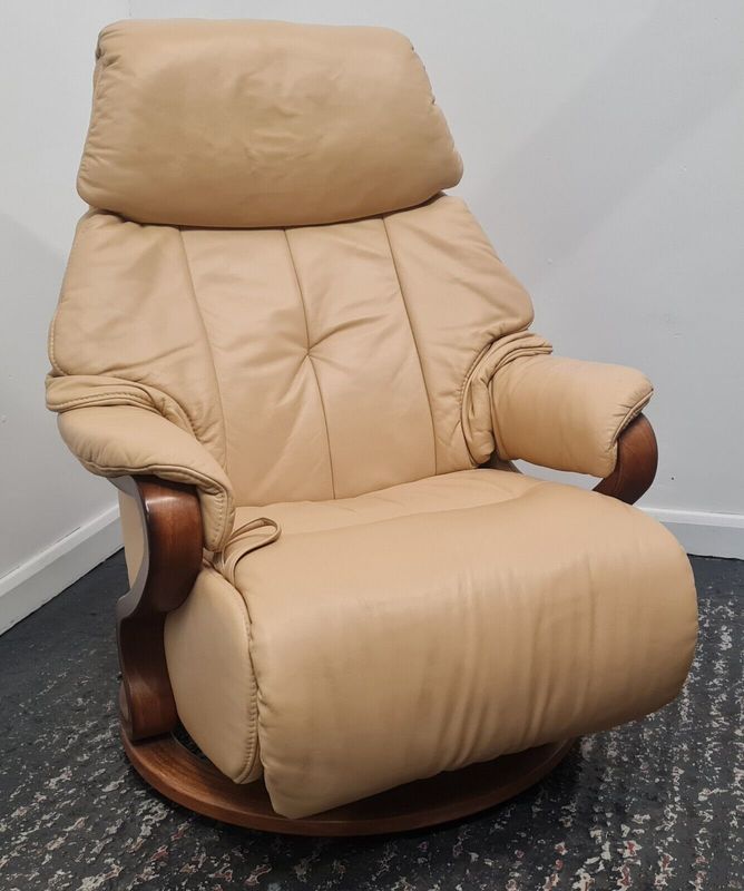 Himolla Cumuly Recliner Leather Chair Integral Footrest Cream