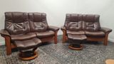 Ekornes Stressless Reclining 2 x 2 Seater Sofas and Stools Brown 272413