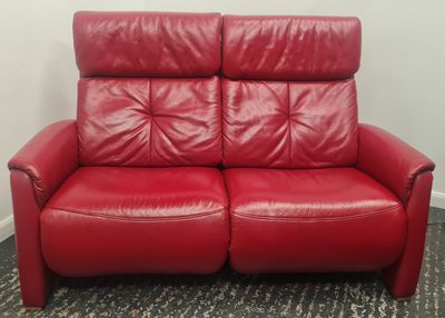 Himolla Leather 2 Seater Recliner Sofa Red 160724