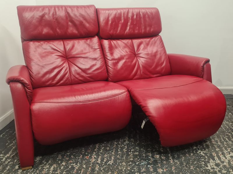 Himolla Leather 2 Seater Recliner Sofa Red 160724