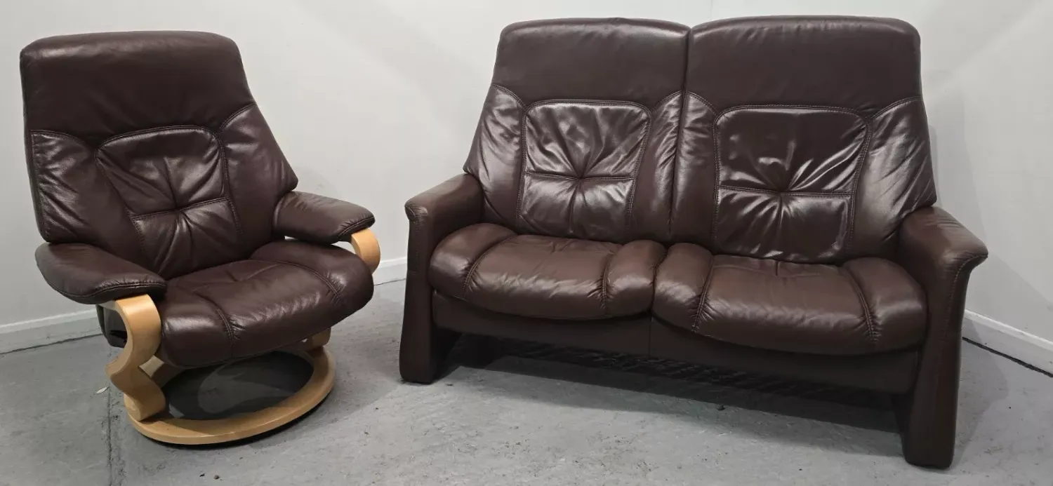 Himolla Leather 2 Seater recliner sofa &amp; recliner chair