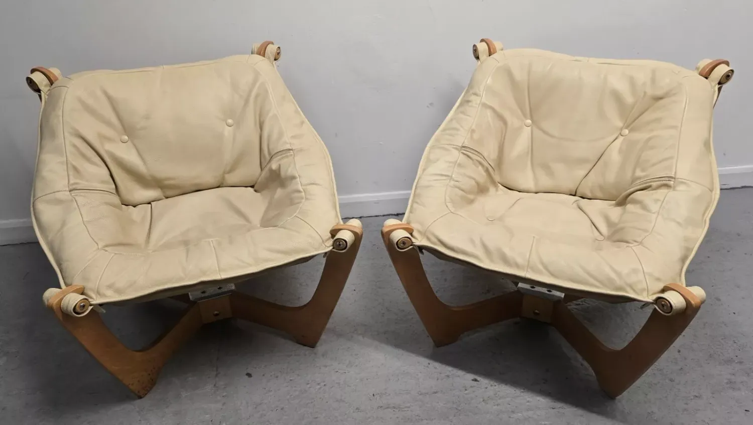 Odd Knutsen Luna Cream Leather Chairs