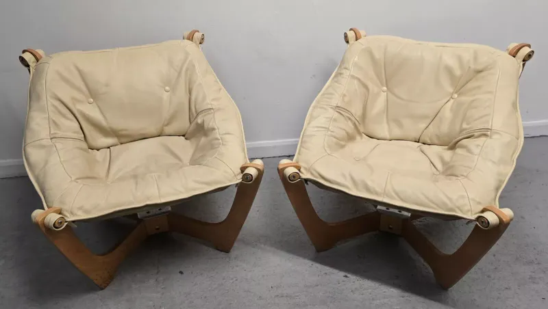 Odd Knutsen Luna Cream Leather Chairs