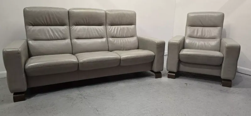 Ekornes Stressless 3 Seater Reclining Sofa and Chair