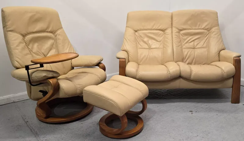 Himolla Leather 2 Seater recliner sofa &amp; recliner chair &amp; stool