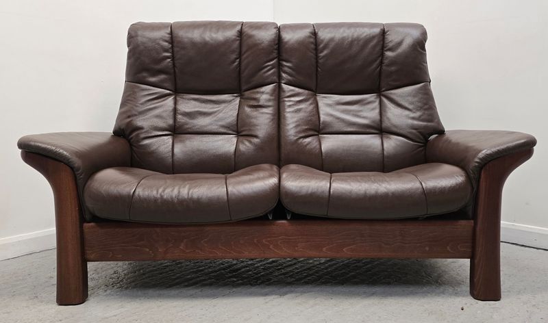 Ekornes Stressless Leather 2 Seater Brown Reclining Sofa