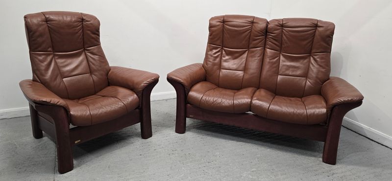 Ekornes Stressless 2 Seater Reclining Sofa &amp; Reclining Chair