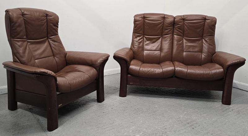 Ekornes Stressless 2 Seater Reclining Sofa &amp; Reclining Chair