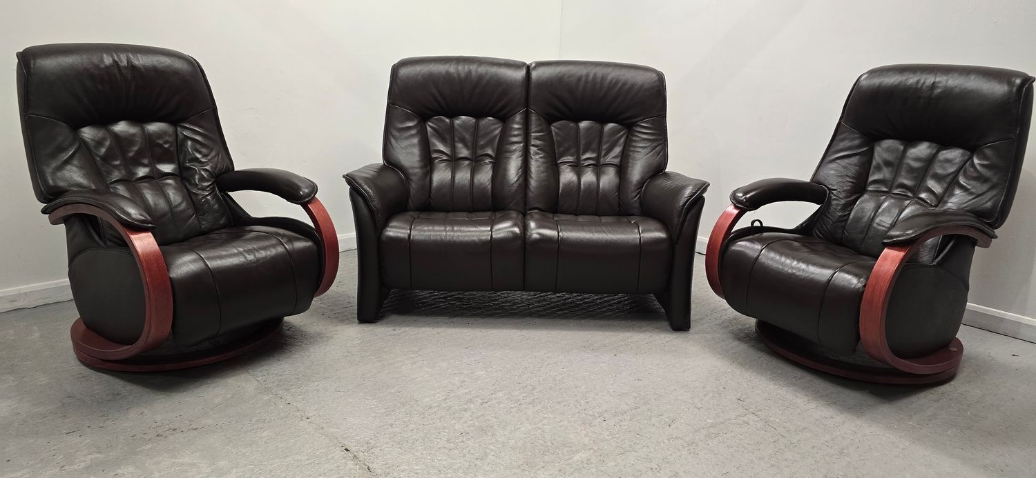 Himolla Rhine Leather 2 Seater NON Recliner Sofa &amp; 2 Recliner Chairs
