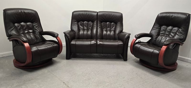 Himolla Rhine Leather 2 Seater NON Recliner Sofa &amp; 2 Recliner Chairs