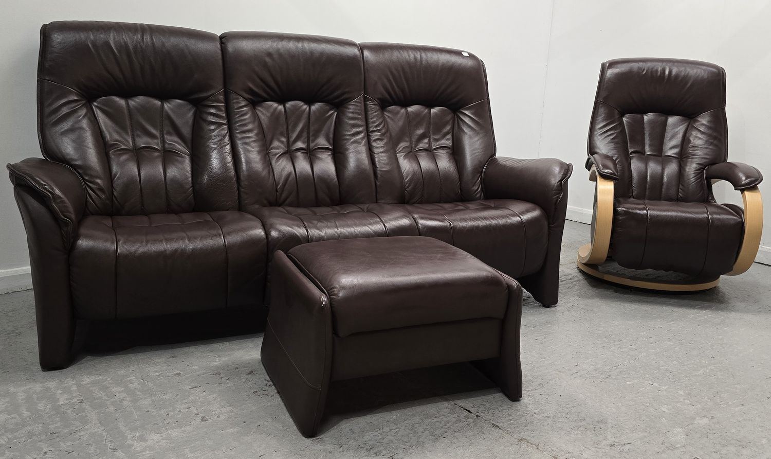 Himolla Rhine Leather 3 Seater NON-Recliner Sofa, Recliner Chair &amp; Stool