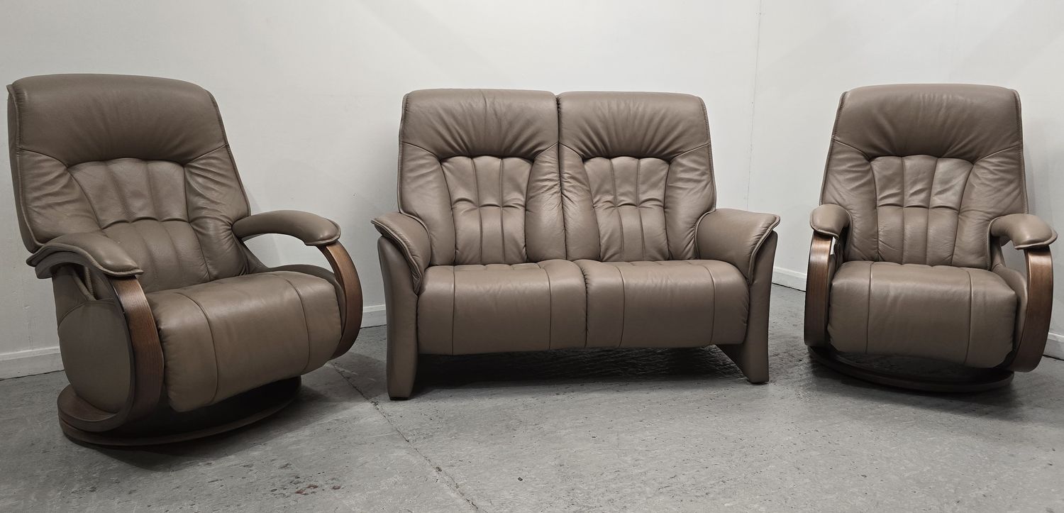 Himolla Rhine Leather 2 Seater NON-Recliner Sofa &amp; 2 Recliner Chairs