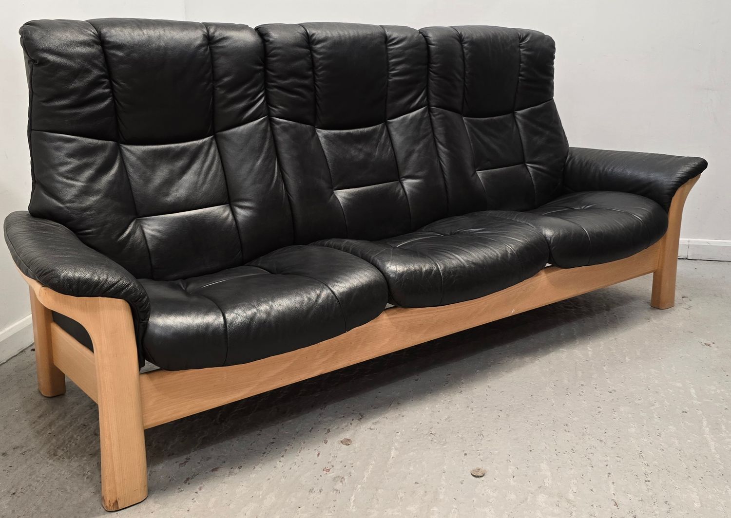 Ekornes Stressless Leather 3 Seater Black Sofa