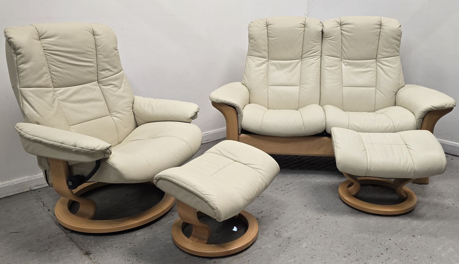 Ekornes Stressless 2 Seater Reclining Sofa and Chair with Stool