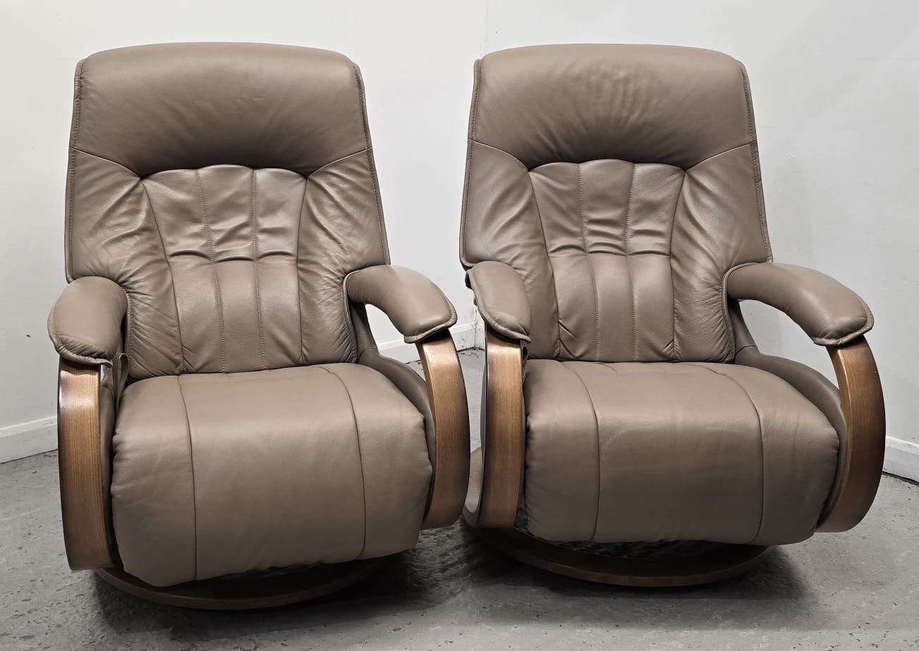 Himolla Rhine Swivel Recliner Leather Chairs With Integral Footrests 247257