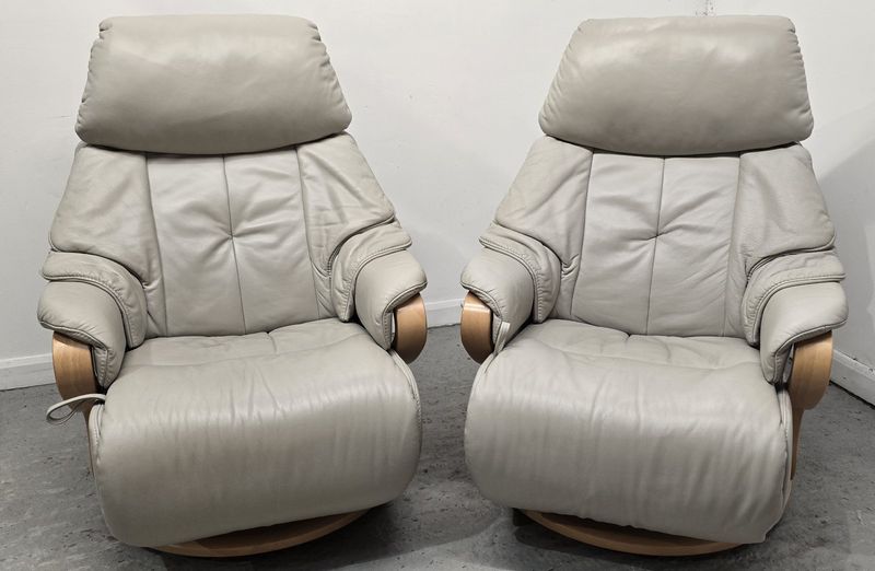 Himolla Chester Swivel Recliner Leather Chairs With Integral Footrests