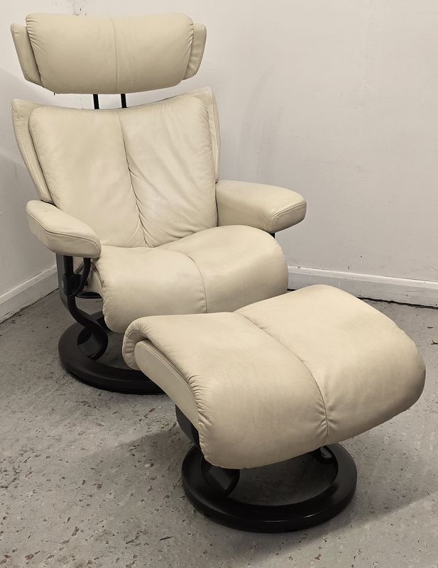 Ekornes Stressless Magic Leather Recliner Chair &amp; Stool
