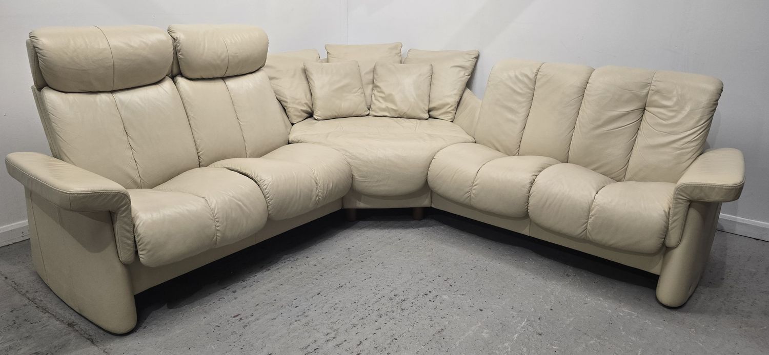 Ekornes Stressless Magic Cream Corner 5 seater Recliner Leather Sofa